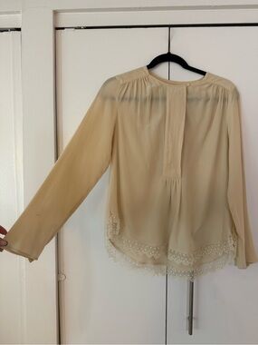 Zadig & Voltaire Size S Silk Lace-Hem Blouse